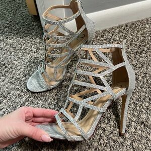 Silver glitter high heels